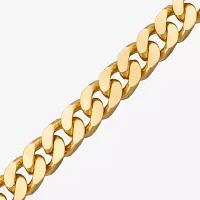 Made in Italy 24K Gold Over Silver 8 1/2 Inch Solid Curb Chain Bracelet