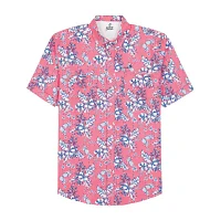 IZOD Mens Sunshield Performance Stretch Fabric Short Sleeve Regular Fit Button-Down Shirt