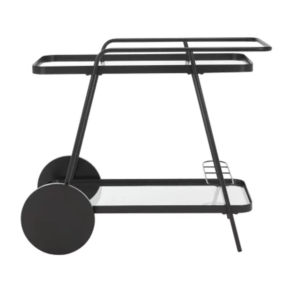 Zunia Glass-Top Serving Cart