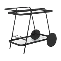 Zunia Glass-Top Serving Cart