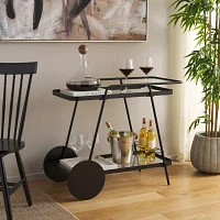 Zunia Glass-Top Serving Cart