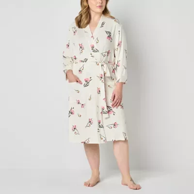 Liz Claiborne Womens Plus Long Sleeve Length Robe