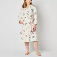 Liz Claiborne Womens Plus Long Sleeve Length Robe