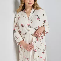 Liz Claiborne Womens Plus Long Sleeve Length Robe