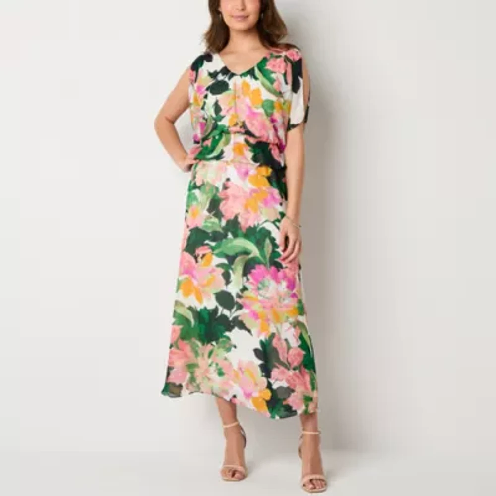 Robbie Bee Womens Short Sleeve Maxi Dress