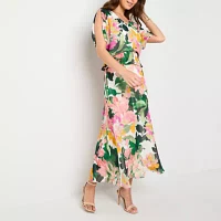 Robbie Bee Womens Short Sleeve Maxi Dress