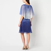 Danny & Nicole Womens Short Sleeve Ombre Cape Fit + Flare Dress