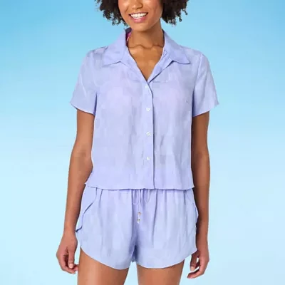 Decree Checked Swimsuit Cover-Up Tops