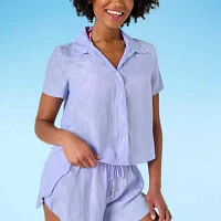 Decree Checked Swimsuit Cover-Up Tops