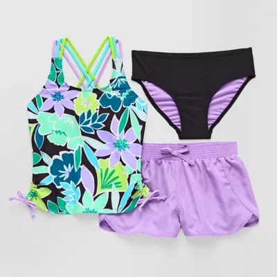 ZeroXposur Big Girls Floral 3pc Tankini Set