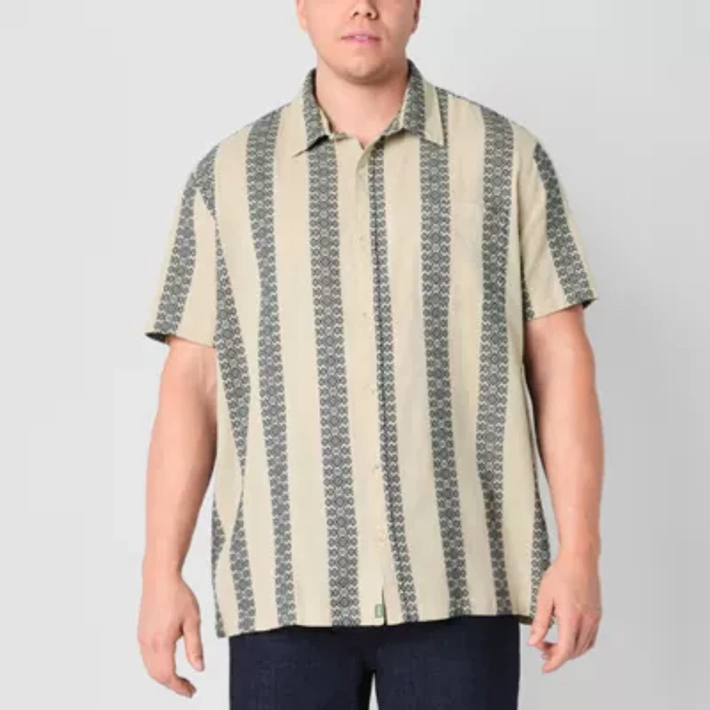 mutual weave Standard Big and Tall Mens Classic Fit Short Sleeve Striped Button-Down Shirt