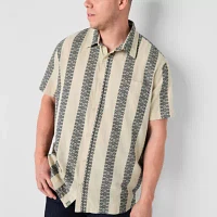 mutual weave Standard Big and Tall Mens Classic Fit Short Sleeve Striped Button-Down Shirt