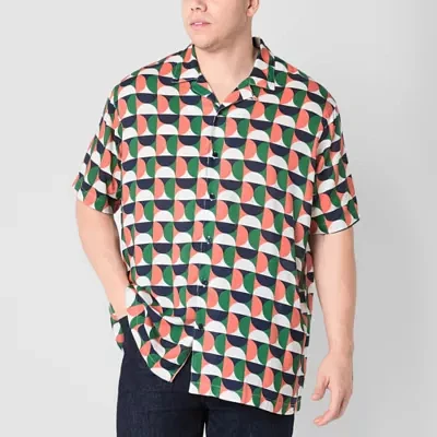 Shaquille O'Neal XLG Big and Tall Mens Regular Fit Short Sleeve Button-Down Shirt