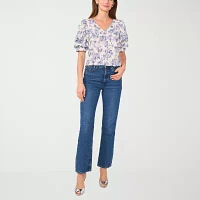 Sam And Jess Womens V Neck Short Sleeve Blouse