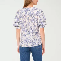 Sam And Jess Womens V Neck Short Sleeve Blouse