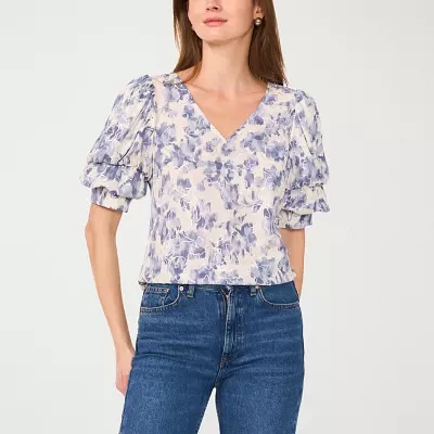 Sam And Jess Womens V Neck Short Sleeve Blouse