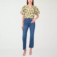 Sam And Jess Womens Split Crew Neck Short Sleeve Blouse