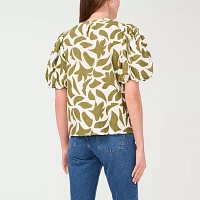 Sam And Jess Womens Split Crew Neck Short Sleeve Blouse