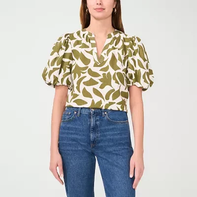 Sam And Jess Womens Split Crew Neck Short Sleeve Blouse