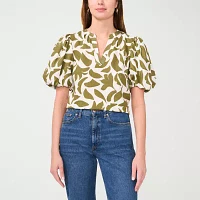 Sam And Jess Womens Split Crew Neck Short Sleeve Blouse
