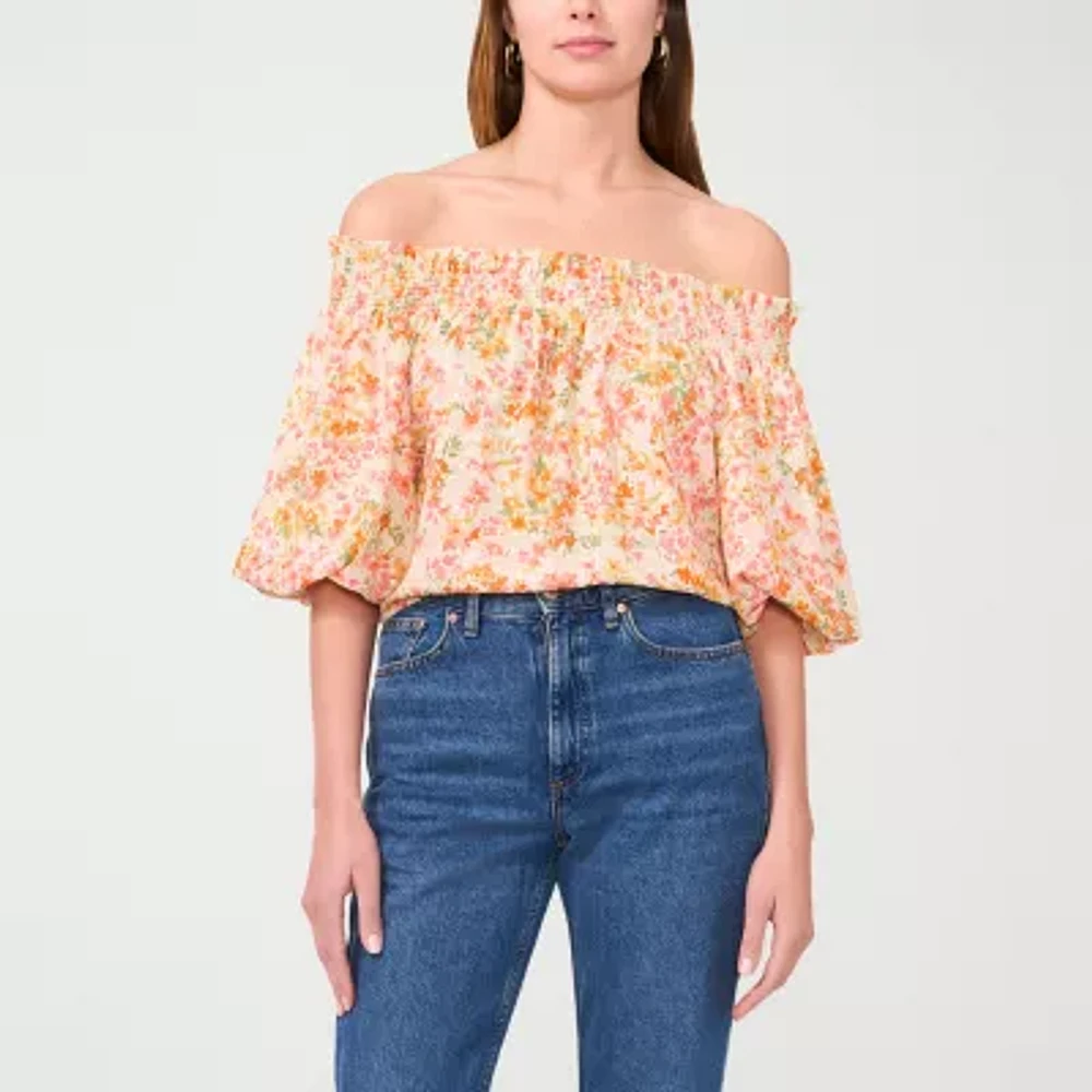 Sam And Jess Womens Straight Neck Short Sleeve Blouse