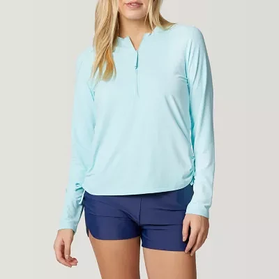 Free Country Womens Split Crew Neck Long Sleeve Active Quarter-Zip Pullover
