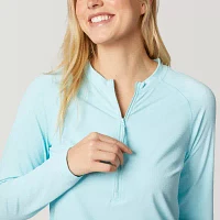 Free Country Womens Split Crew Neck Long Sleeve Active Quarter-Zip Pullover