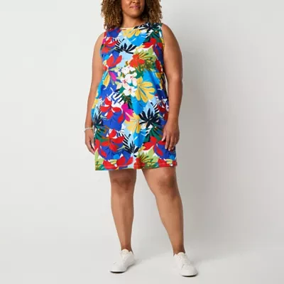 St. John's Bay Womens Sleeveless Shift Dress Plus