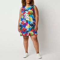 St. John's Bay Womens Sleeveless Shift Dress Plus