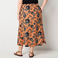 a.n.a Linen Blend Womens Long A-Line Skirt-Plus