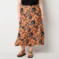 a.n.a Linen Blend Womens Long A-Line Skirt-Plus