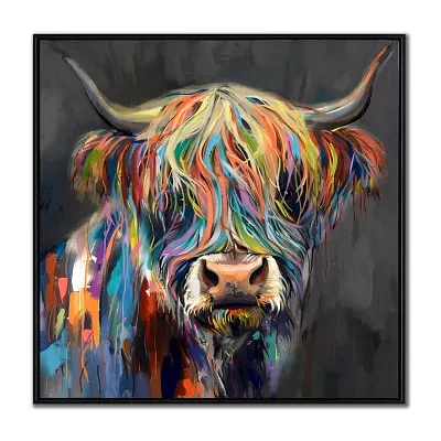 Streamline Art Rainbow Highland Framed Canvas Art