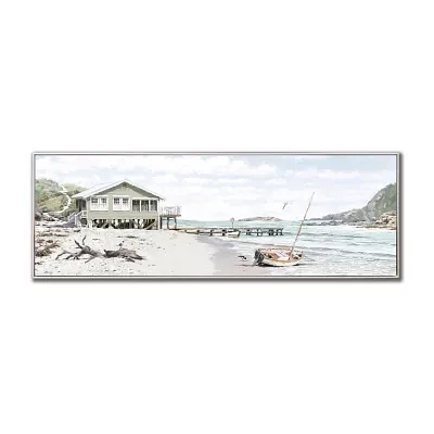 Streamline Art Shoreline Beach House Framed Canvas Art