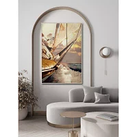 Streamline Art Sunset Sailing Framed Canvas Art