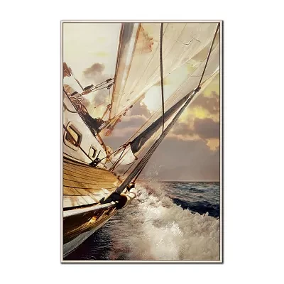 Streamline Art Sunset Sailing Framed Canvas Art
