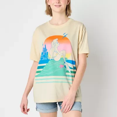 Juniors Boyfriend Tee Womens Crew Neck Short Sleeve The Little Mermaid Graphic T-Shirt