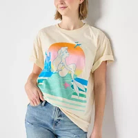 Juniors Boyfriend Tee Womens Crew Neck Short Sleeve The Little Mermaid Graphic T-Shirt