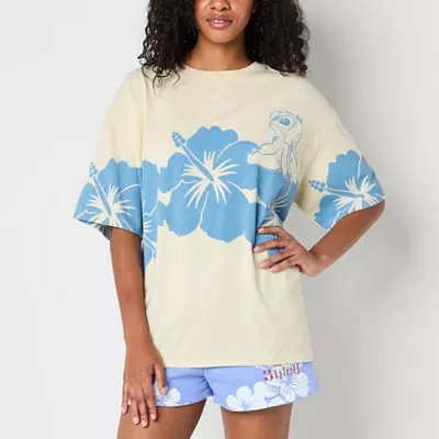 Juniors Lilo And Stitch The Movie Oversized Tee Womens Crew Neck Short Sleeve & Graphic T-Shirt