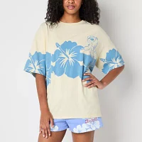 Juniors Lilo And Stitch The Movie Oversized Tee Womens Crew Neck Short Sleeve & Graphic T-Shirt