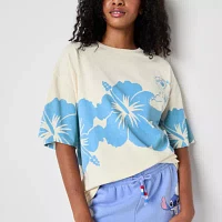 Juniors Lilo And Stitch The Movie Oversized Tee Womens Crew Neck Short Sleeve & Graphic T-Shirt