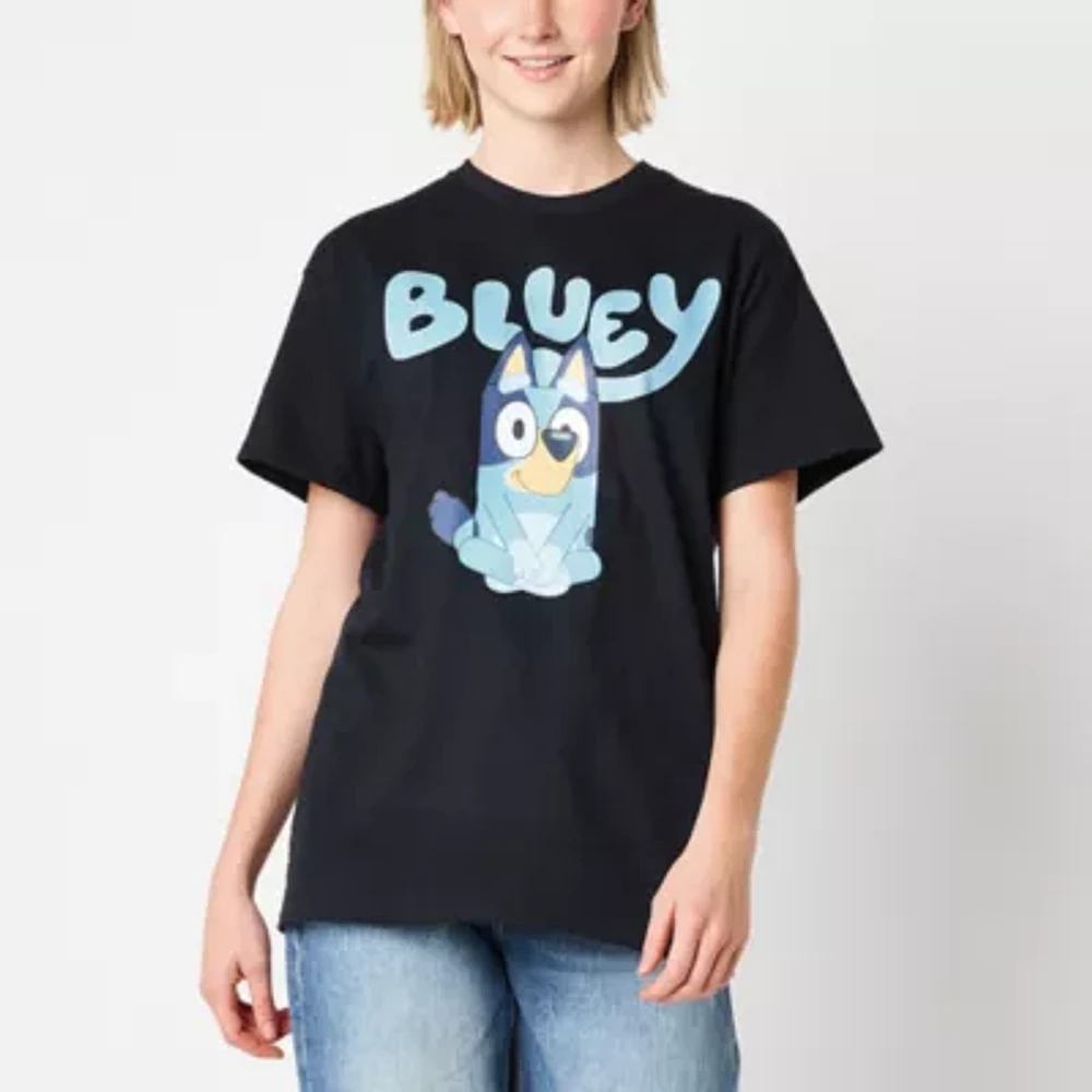 Juniors Bluey Boyfriend Tee Womens Crew Neck Short Sleeve Graphic T-Shirt