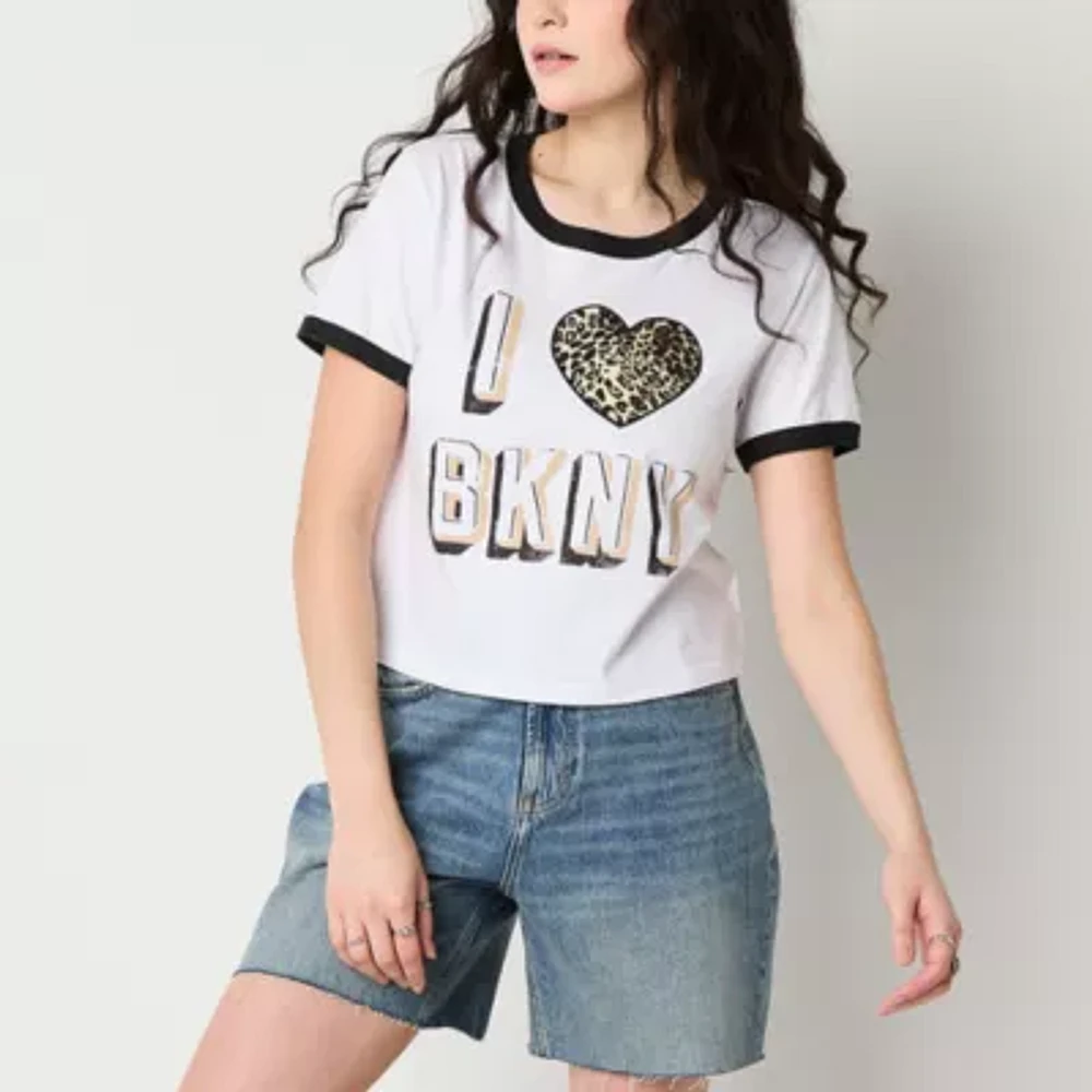 Juniors Womens Crew Neck Short Sleeve Graphic T-Shirt