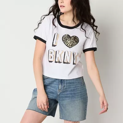 Juniors Womens Crew Neck Short Sleeve Graphic T-Shirt