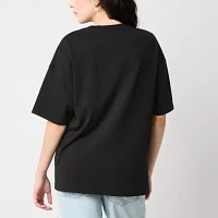 Juniors Womens Crew Neck Short Sleeve Graphic T-Shirt