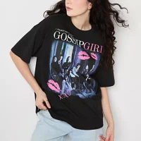 Juniors Womens Crew Neck Short Sleeve Graphic T-Shirt
