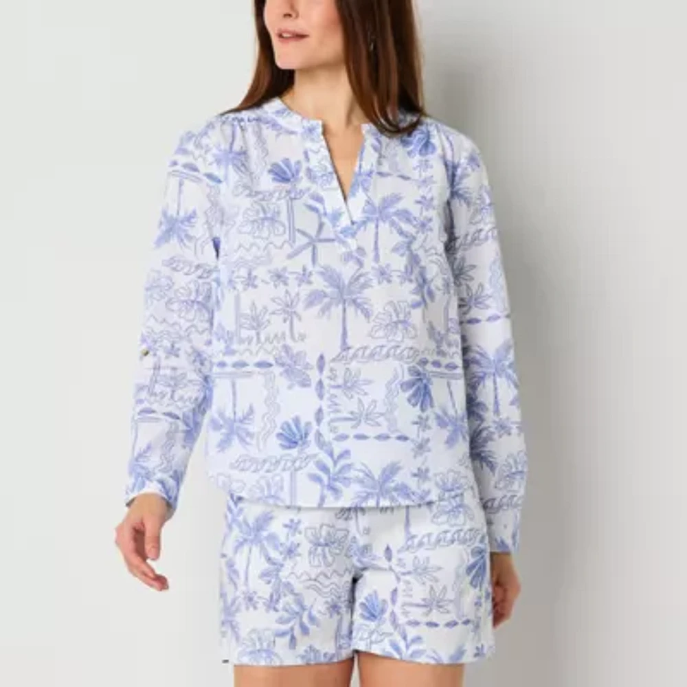 St. John's Bay Womens Long Sleeve Blouse
