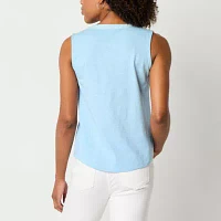 St. John's Bay Womens V Neck Sleeveless Blouse