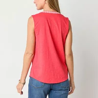 St. John's Bay Womens V Neck Sleeveless Blouse