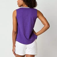 St. John's Bay Womens V Neck Sleeveless Blouse