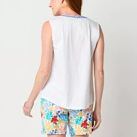 St. John's Bay Womens V Neck Sleeveless Blouse